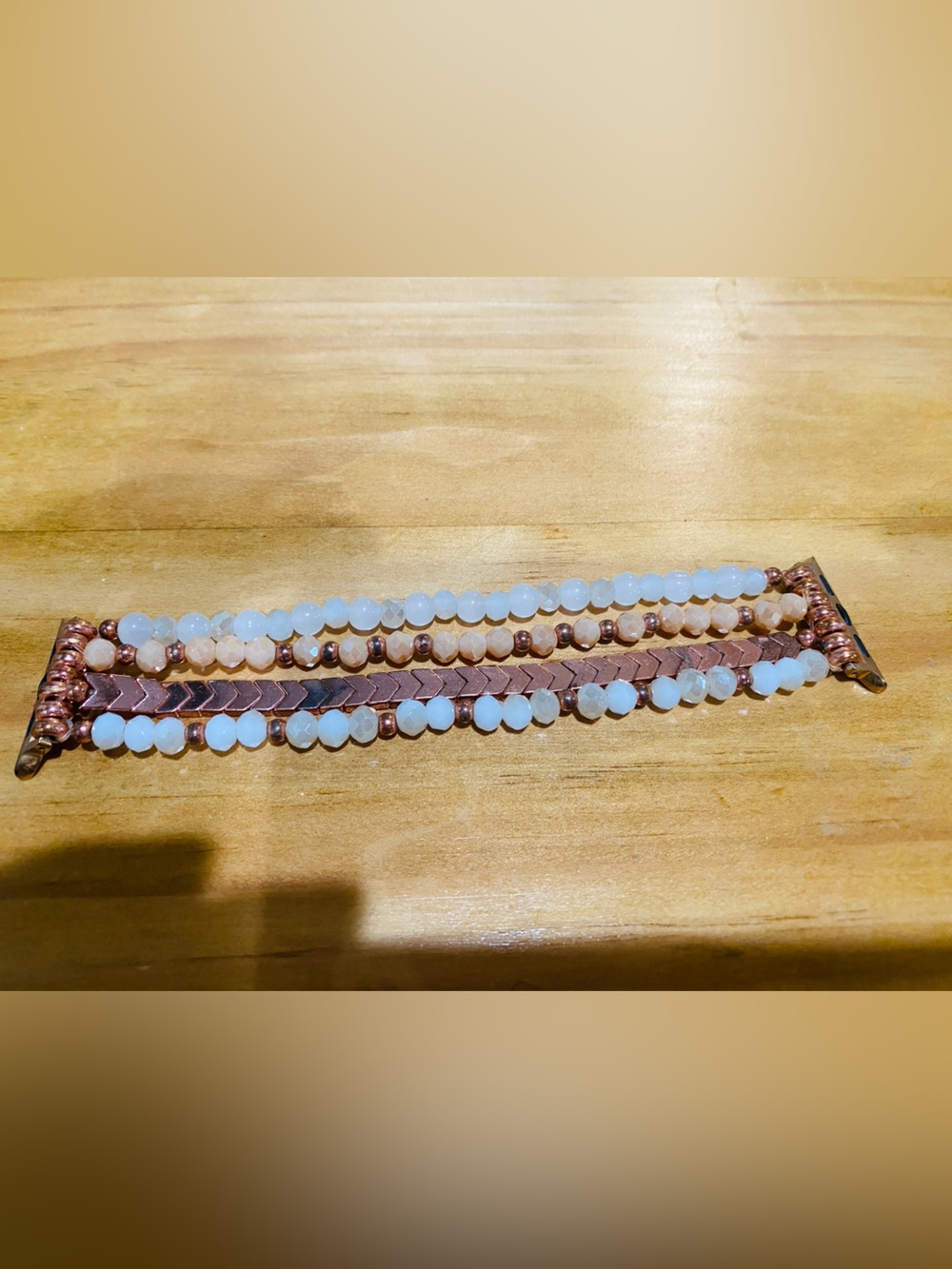 Rose Gold and White Beaded Multi-Strand Bracelet for Apple watch